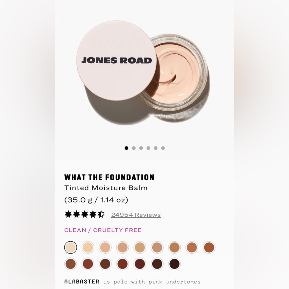 Jones Road Beauty What the Foundation NEW Alabaster shade